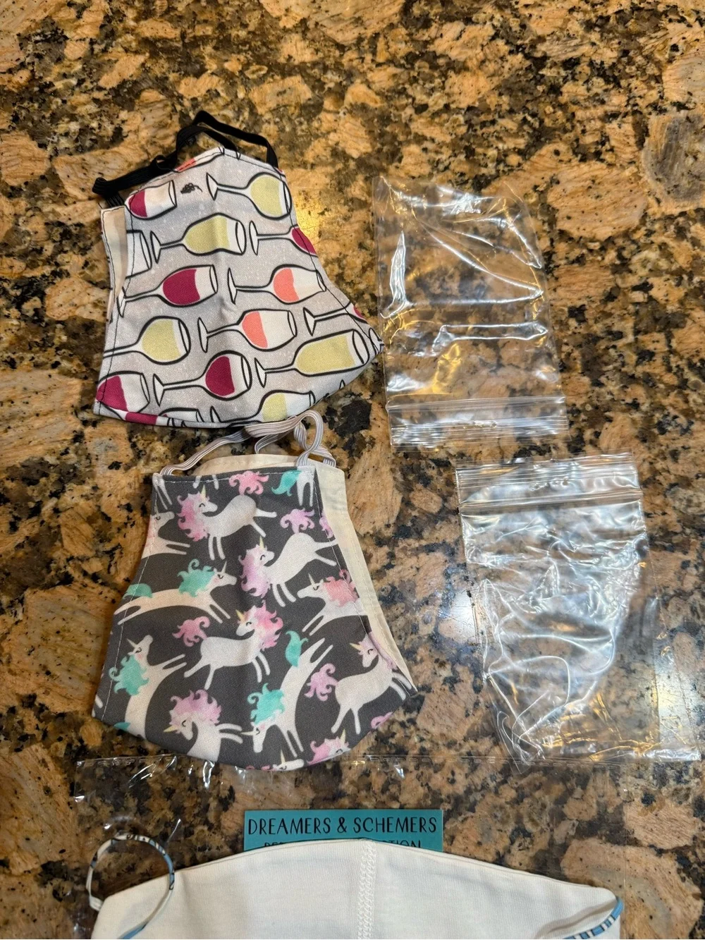 New! 4 soft washable Face Masks - Multicolor Unicorn & Animal Prints